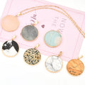 Wholesale Gemstone Round Pendant Necklace Fashion Trend Jewelry Gemstone Pendant Gold Plated  Necklace