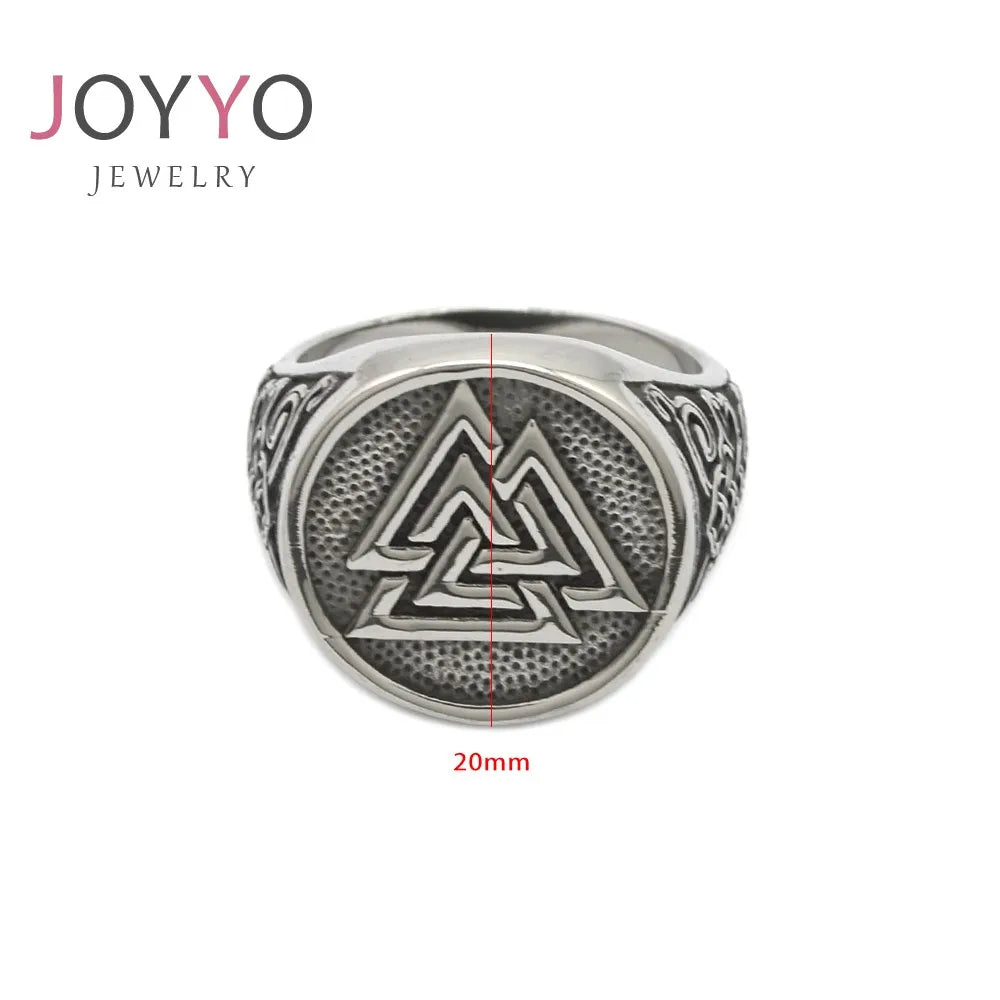 Silver Viking Ring Norse Valknut Retro Rings Triple Knot Men Ring Stainless Steel