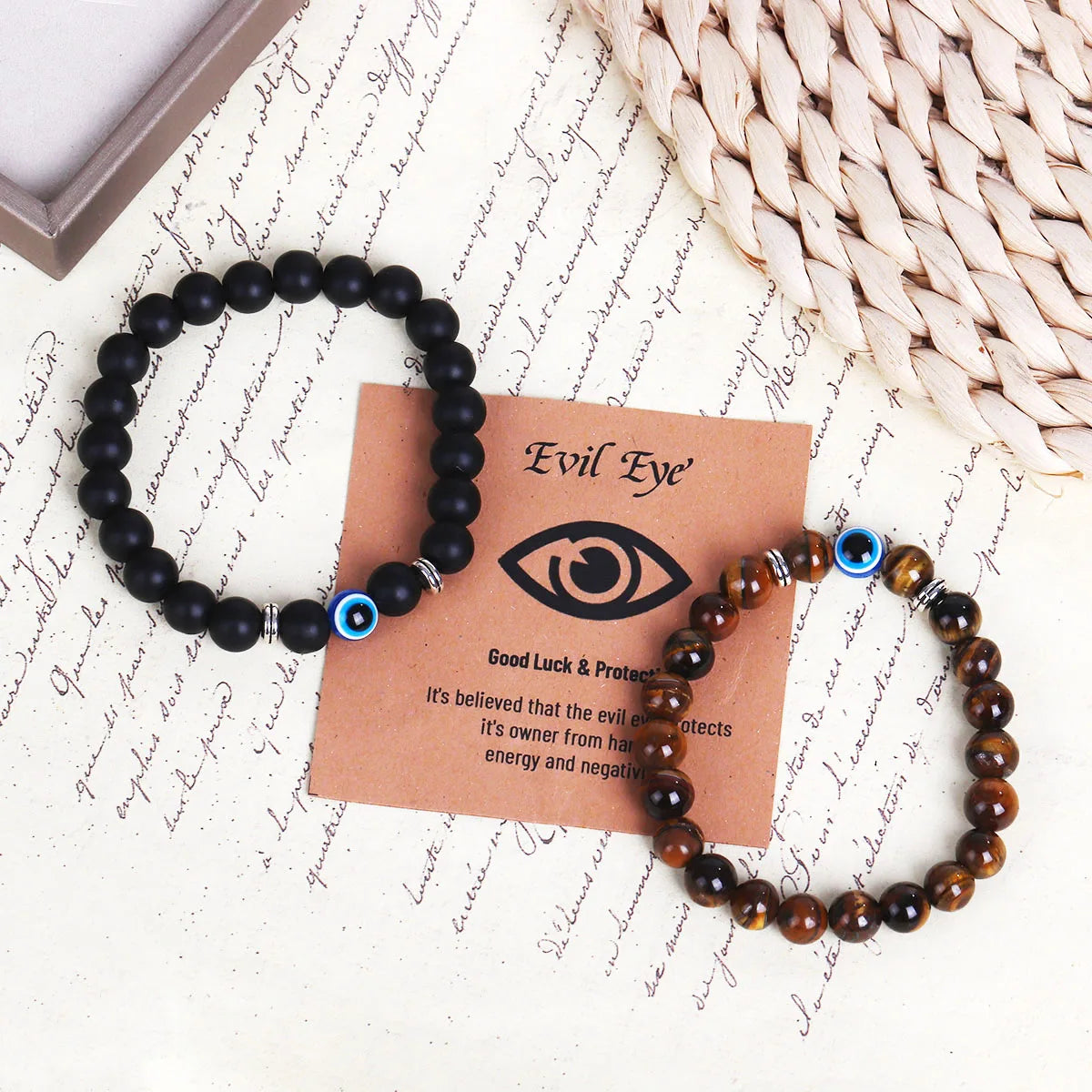 Minimalistic Evil Charms Eye Diy Beaded Wrap Bracelets 8mm Custom Stretch WoMen tiger Eye Beads Bracelets