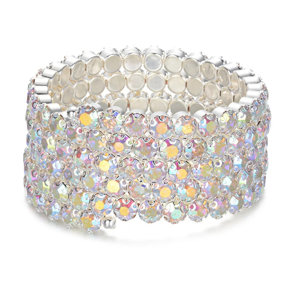 Exactly Multi Row Shiny Rhinestone Crystal Wrapped Arm Bracelet for Women Dancing Performance Show Jewelry Bangles