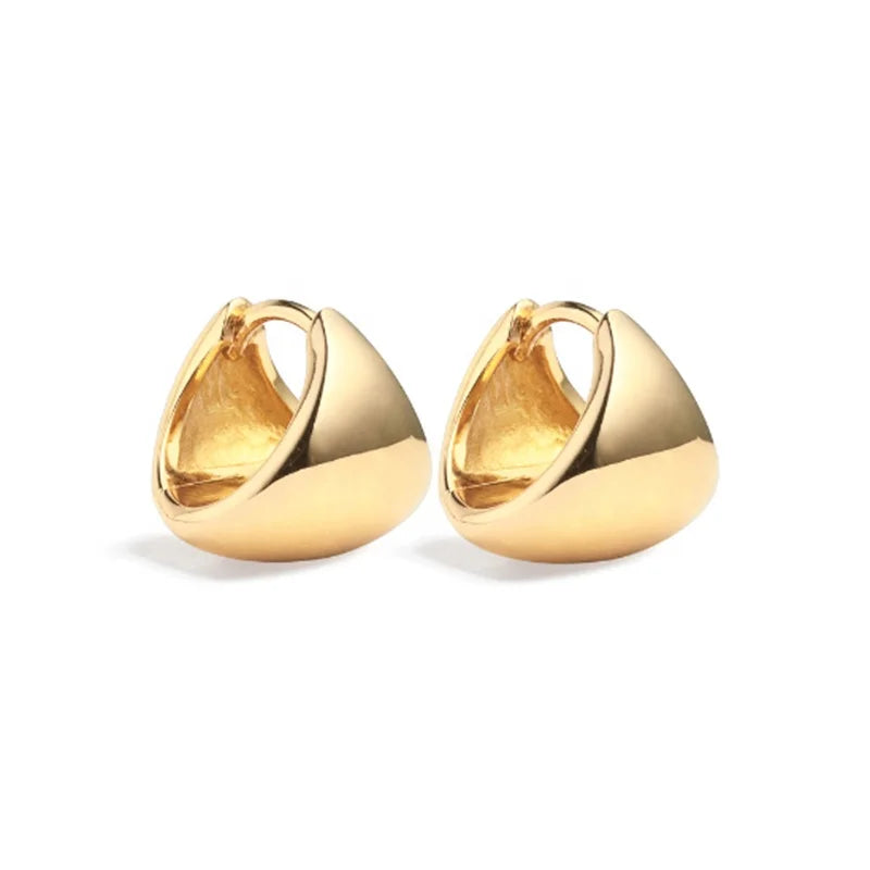 Milskye Custom Hip Hop Bling Brass Anti Allergy 14k Gold Plated Rhodium Plated Glossy Hoop Earrings Unisex
