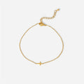Dainty 18k Gold Plated Stainless Steel Bracelets Jewelry Gift Waterproof Fine Chain Cross Charm Bracelet