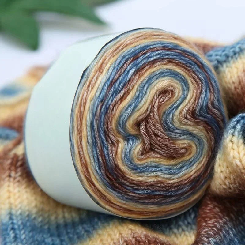 Best Price Italy 60% Cotton 30% Acrylic Tier Dye Blend Yarns Mohair Cake Yarn for Knitting Sweaters