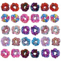 Bulk Wholesale Durable Shiny Rainbow Elastic Polyester Fabric Ponytail Holder Custom Metallic Hair Tie Scrunchies for Women