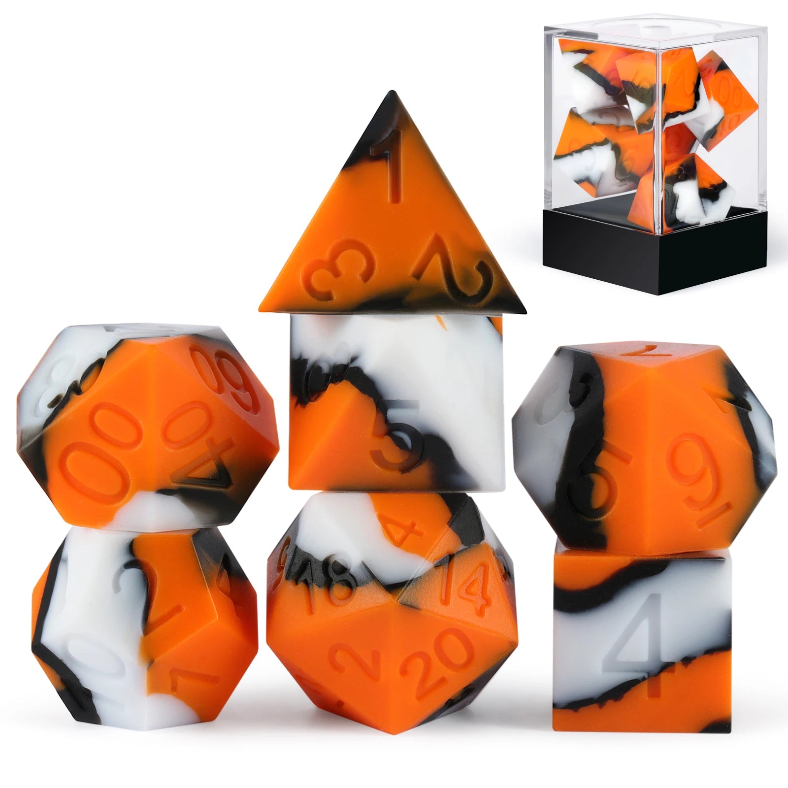 Silicone Dnd Dice Set Polyhedral Dice Set with Display Case Custom RPG Dice D&D for Dungeons and Dragons