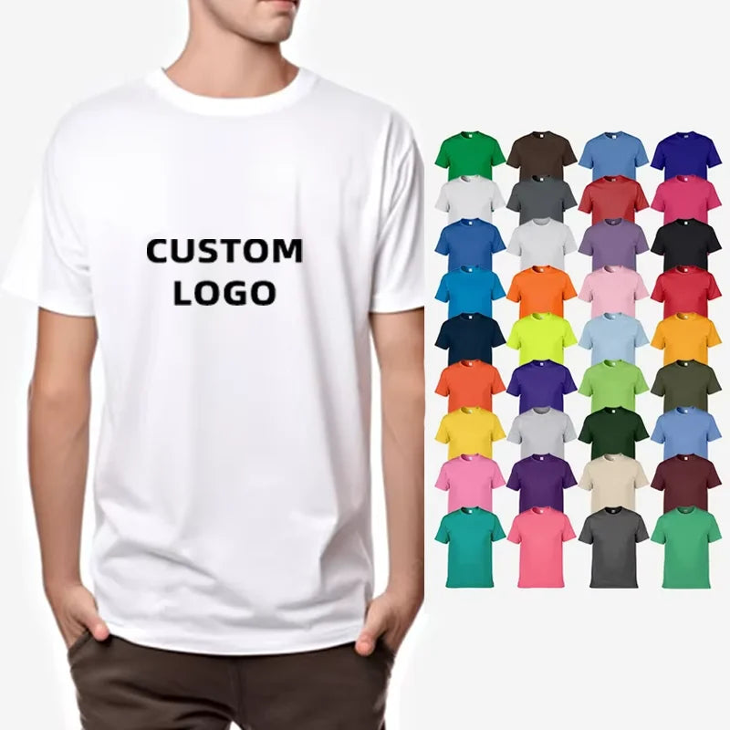 Men's 100% Cotton Crew Neck T-Shirt Casual Jersey Short Sleeves O-Neck Solid Multicolor Custom Logo Design Blank Custom T-Shirt