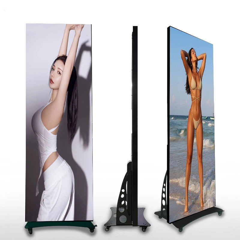 Indoor Advertising Led Posters Stand Display Screen Standing Led Posters P2 P2.5mm Indoor Stand Poster Led Display with Pulleys