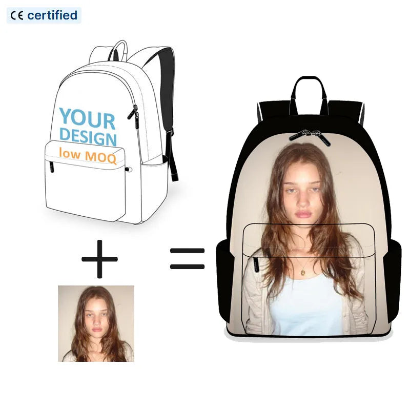 Custom Design/logo Travel Bag Backpack Bag for Teenager 3D Blank All Over Print Large Packs Design
