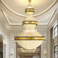 Classic Golden Round Multi-layer Large Crystal Chandelier for Banquet Hall Wedding Decoration Hotel Lobby Led Chandelier
