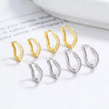 Fashion 925 Sterling Silver Statement Earrings Geometric Irregular Distortion Twist Shape Row of Zircon Gold Plated Hoop Earring