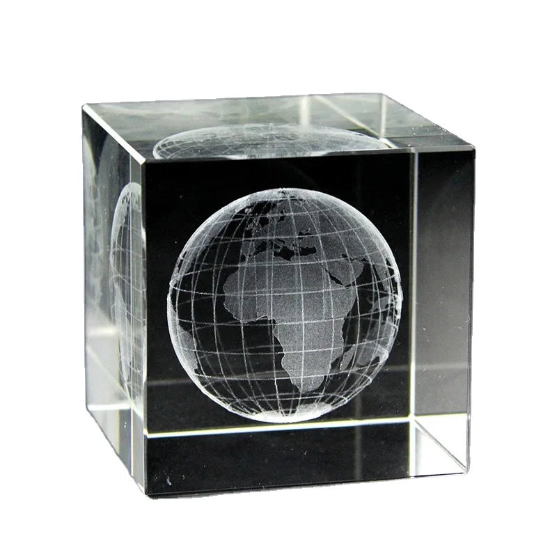 Honor of Crystal 2024 3d Laser Crystal Cube Engraved Globe Crystal Cube Glass Paper Weight