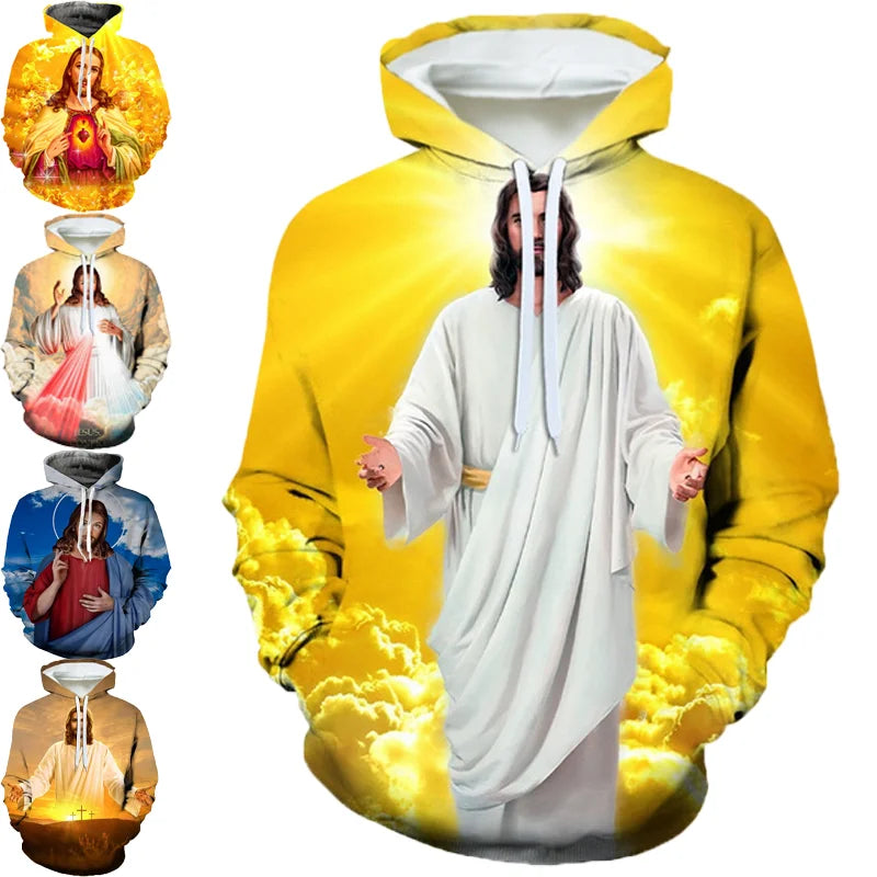 2022 God Love 3D Printed Hoodies for Men Jesus Fanart 3D Printing Hoodies From Men Casual Funny Fashion Oversized Pullover