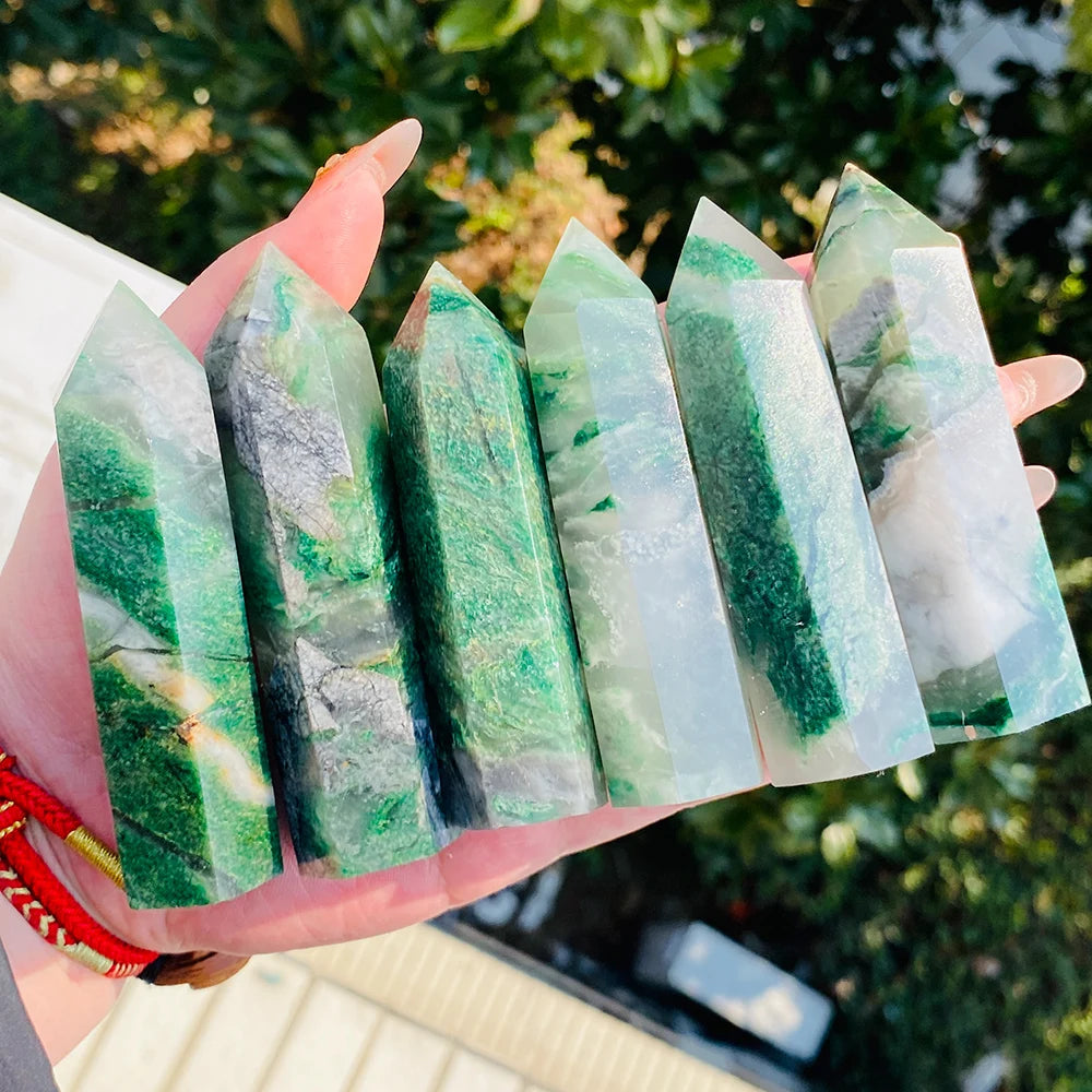 Wholesale New Product African Green Point Natural Energy Tower Polished Quartz Crystal Stone Wand Hand Carved Healing Gifts