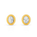 Chris April 18k PVD Gold Plated 316L Stainless Steel Minimalist Turquoise Malachite Natural Stone Stud Earrings