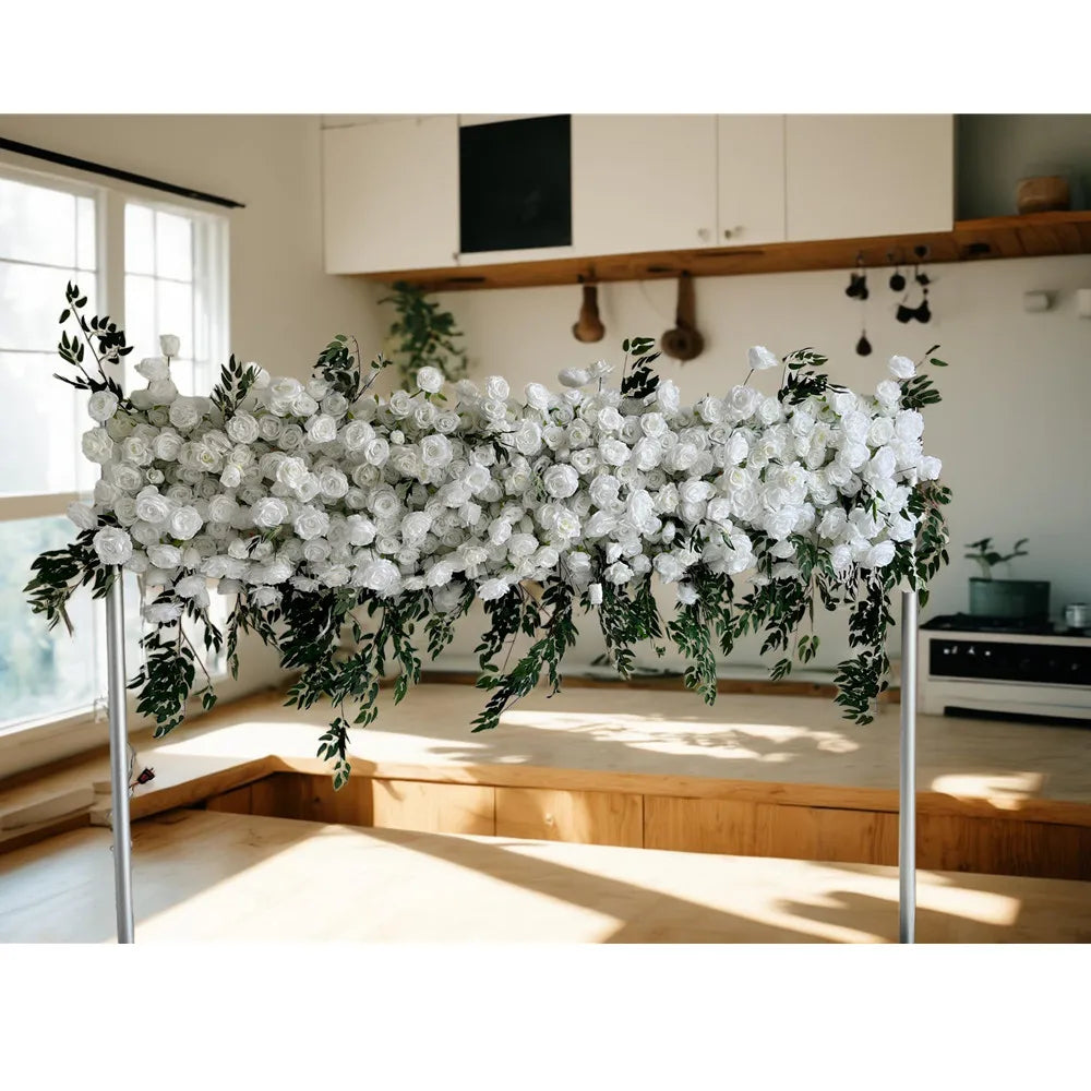 SPR White Home Decor Rose Peony Arrangement Silk Artificial Flower Wall Panel Backdrop Wedding Decoration