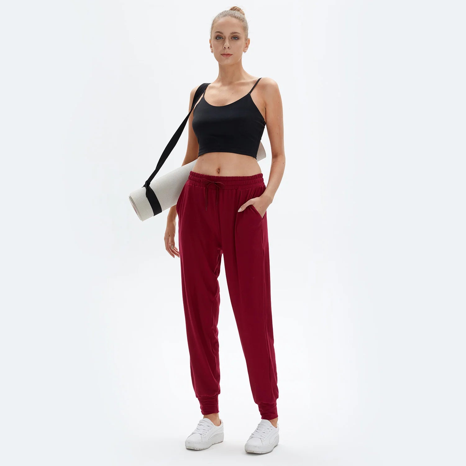 Custom Logo Women's Casual Sports Jogger Pants Loose Fit for Spring Outdoor Fitness Running Sweat Pants with Pockets
