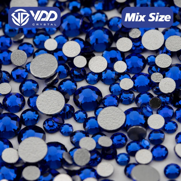 VDD 030 Sapphire  Mix Size SS6-SS20 High Quality Glass Rhinestones Crystal Flatback  Stones for Nail Art DIY Crafts Decorations