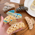 HONEY 9.2cm New Fashion Style Hollow Out Checker Acetate Colorful Hair Clips for Women