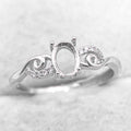 Sterling Silver 5*7mm Semi Mount Ring Empty Frame Blank Support Claw Setting S925 Base Holder Without Center Stone for DIY Inlay