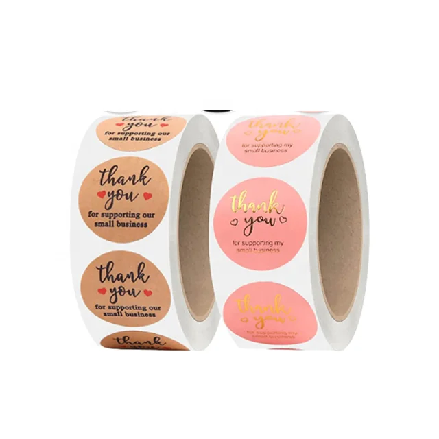 Custom Printed Self-Adhesive Gold Foil LOGO Label Sticker Transparent Clear Roll on Cardboard