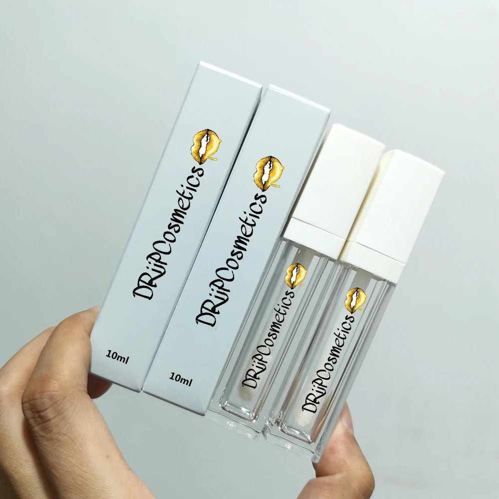 10ml Square Custom logo Lipgloss Tubes Packaging Empty 10 ml clear Lip Gloss Tubes With Big Brush Big Wand