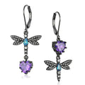 New Design Asymmetric Crystal Dragonfly Heart Drop Earrings for Women Hiphop Party Jewelry