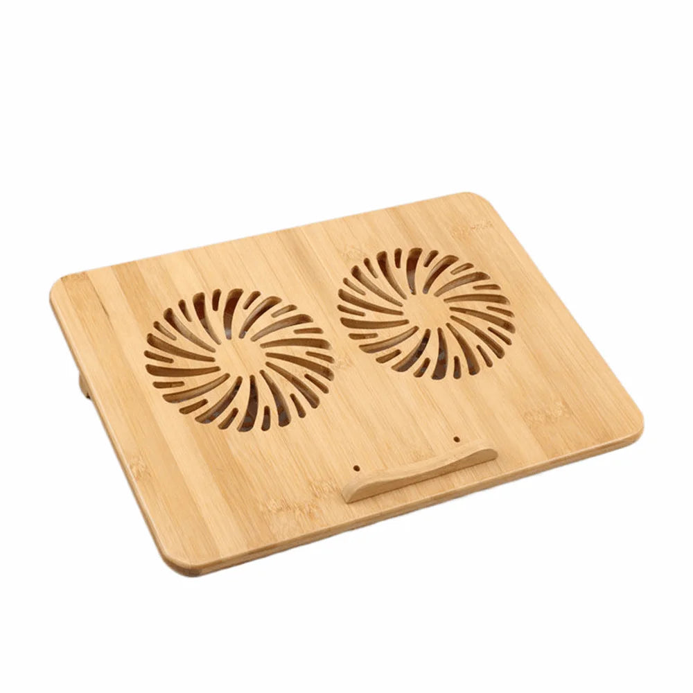 15.6 Inch Bamboo Gaming Laptop Cooling Pad Notebook Cooler Holder Laptop Stand with USB Double Fans