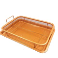 Deluxe 2-Piece PTFE Coated Non-Stick Crisping Basket Set Rectangle Steel Tray Dishwasher Safe Premium Kitchen Air Fryer Oven