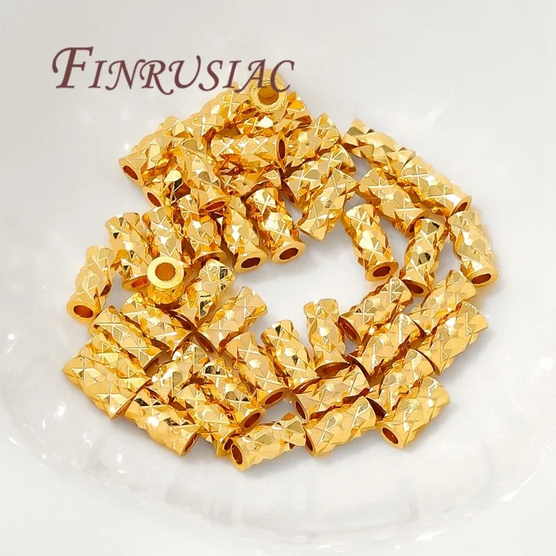 18K Gold Plated Cylindrical Spacers for Bracelets and Necklaces DIY Jewelry Making Supplies