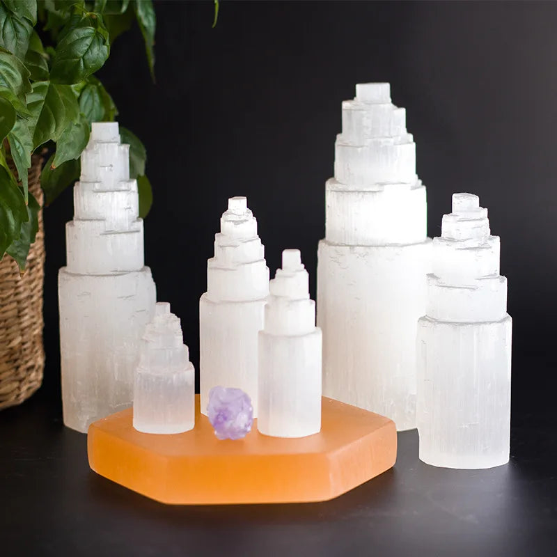 Yoga Meditation Healing Stone Magnetic Field Energy Pillar High Frequency Energy Tower Crystal Rod Selenite Castle Energy Stone