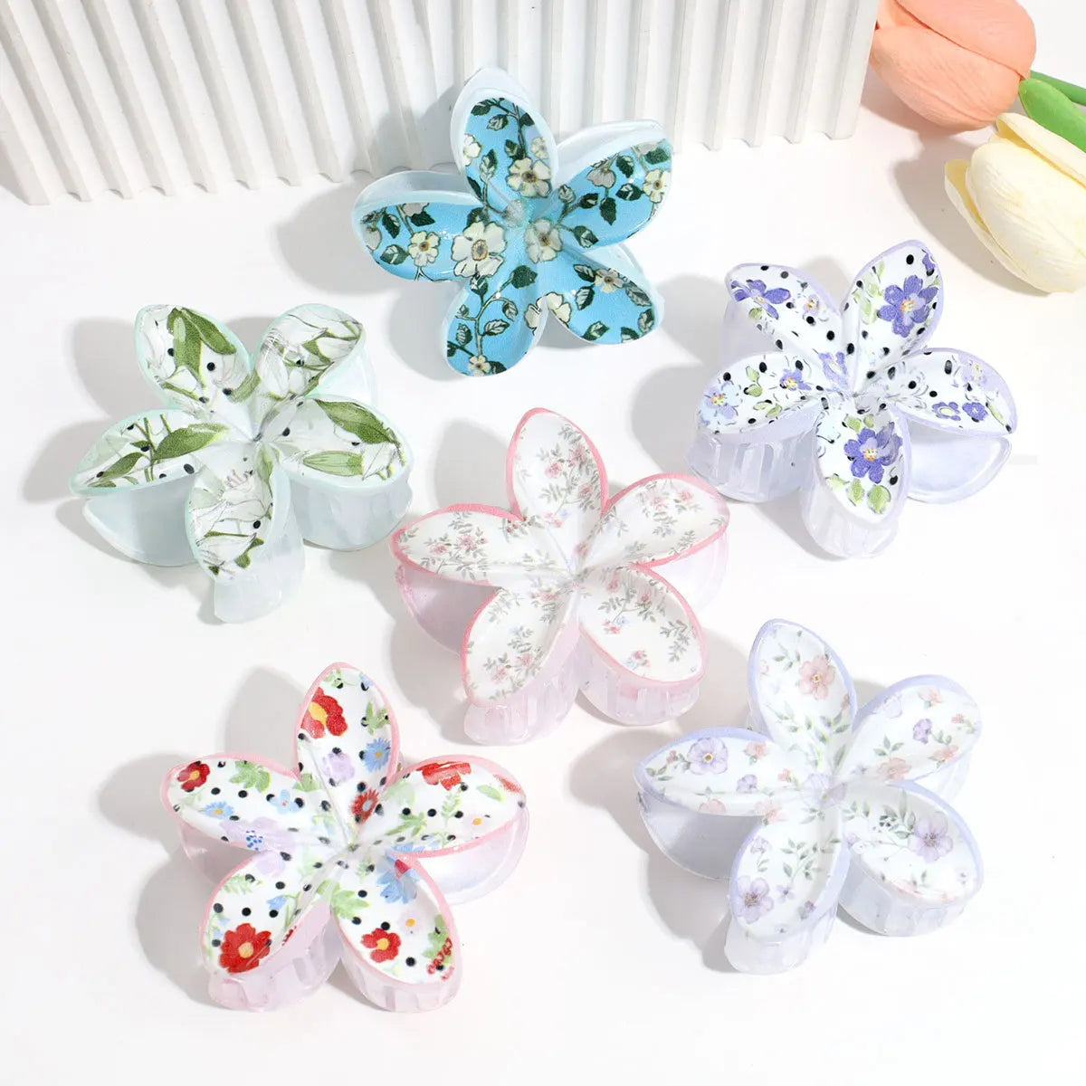 Versatile Printed Clipper Vacation Small Floral Country-style Flower Hair Claws Shark Clipper Hair Accessory for Going Out