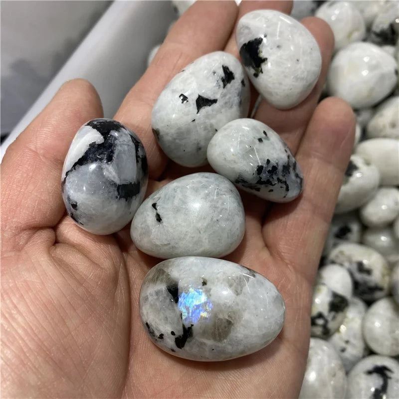 Natural Rainbow Moonstone Tumbled Stone High Polished Moonstone Crystal Gravel Stone Wholesale