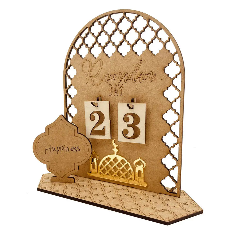 Wooden Ramadan Advent Calender Home Decoration Ramadan Decoration 2023 Muslim Festival Countdown Calendar EID Mubarak