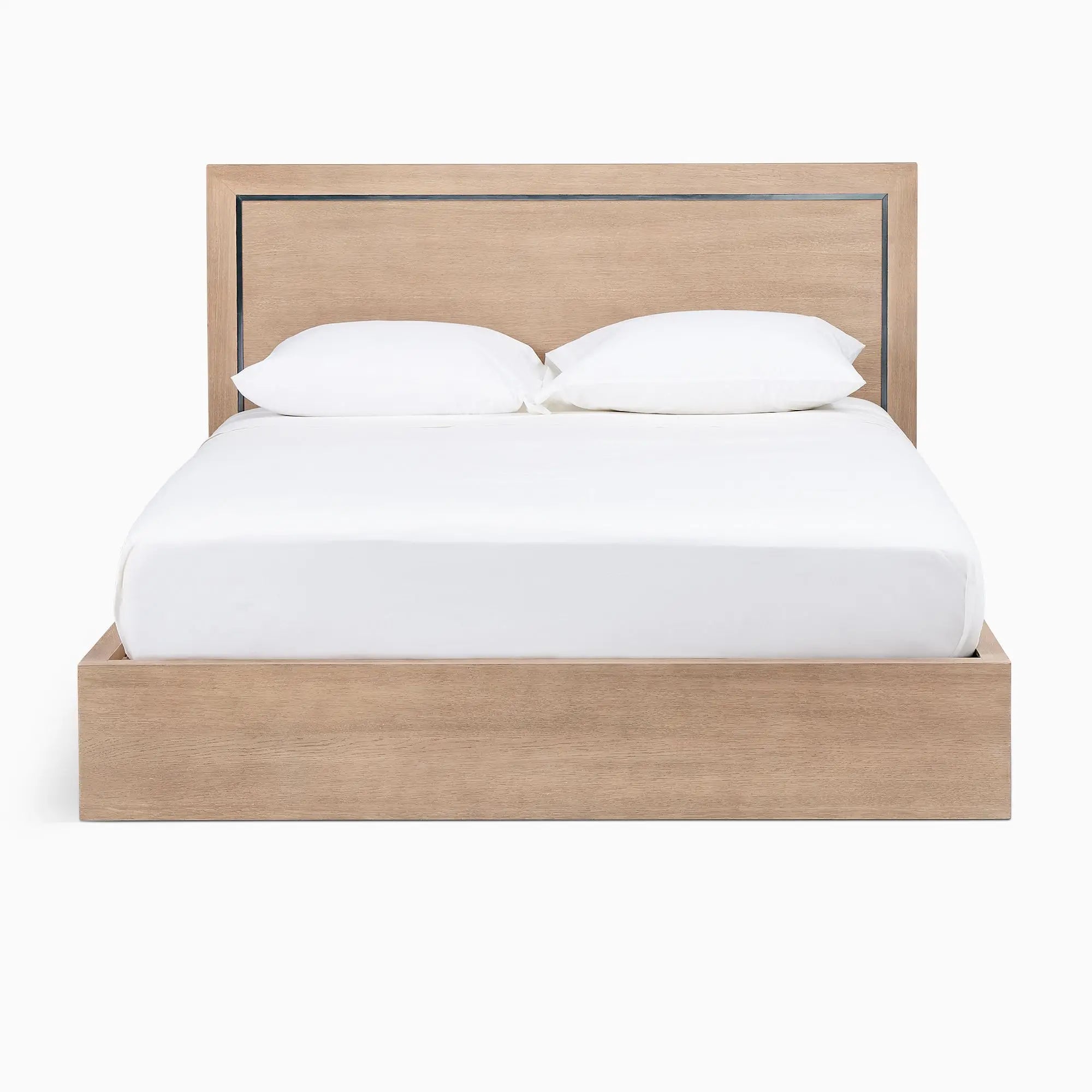 Luxury Modern Home Bedroom Furniture Solid Oak Wooden Full King Queen Beds Closed Nightstands Plywood Panel Fabric Living Room