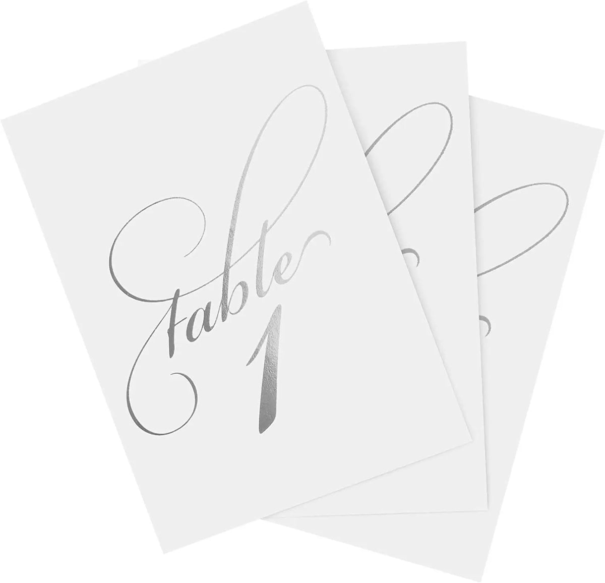 Silver Foil Wedding Table Numbers Card Double Sided 4x6 Calligraphy Design Numbers 1-30 Table Number Tent Cards
