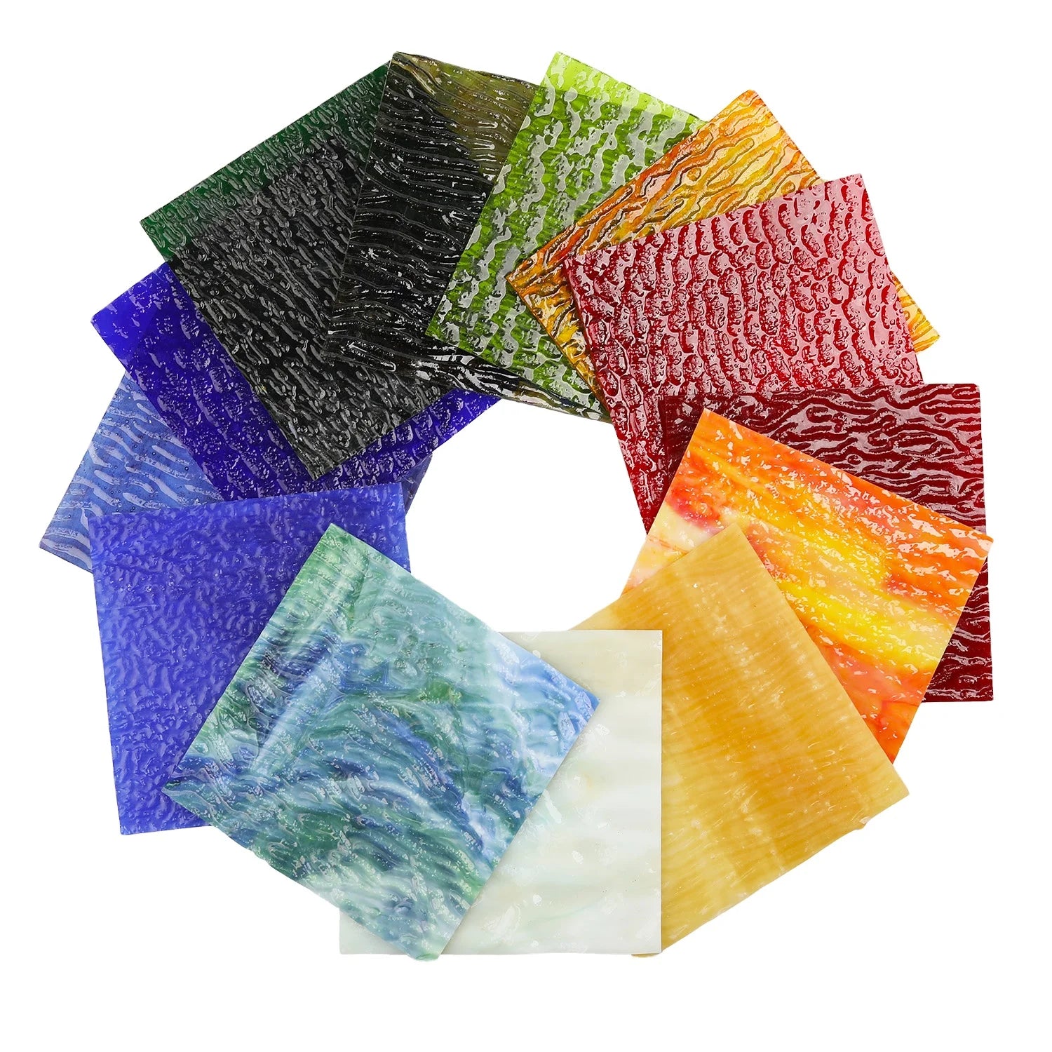 10x10cm 4mm Thick Streaky Stained Glass Sheet-Variety Colors-Tiffany Glass Mosaic for DIY Art & Room Decor