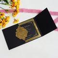 Hot Sale Royal Black Hardcover Booklet Invitation Card Acrylic Invitations Suite Envelopes for Wedding Event Decoration