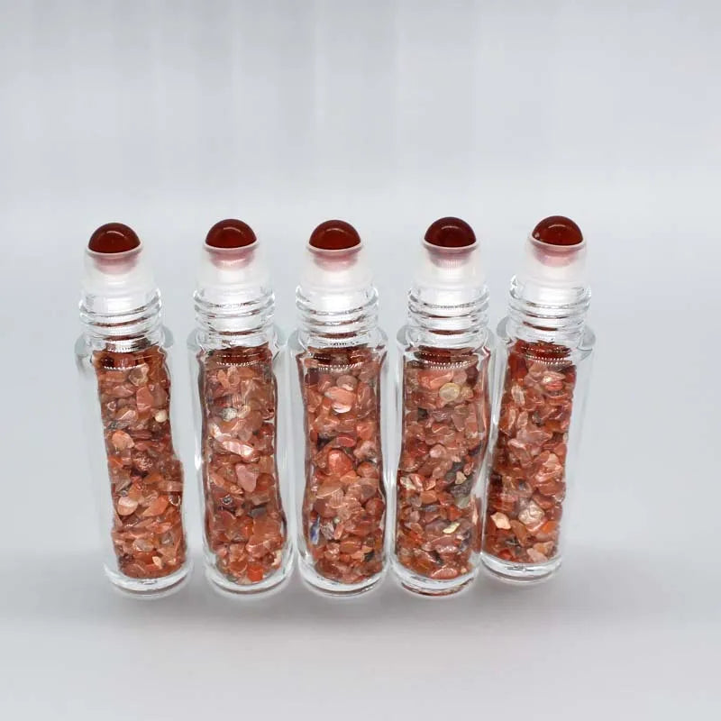 DIY Manufacturer 5ml 10ml Essential Oil Bottle Roll on Glass Bottle with Crystals Roller Ball with Lid