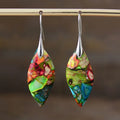 Hot Selling New Bohemian Emperor Stone Leaf Pendant Earrings Natural Stone Earrings Gifts for Women