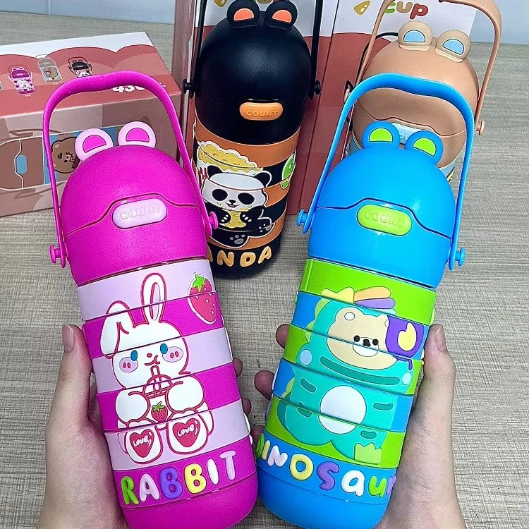 New Arrival 550ml Double Wall Stainless Steel Vacuum Leak Proof Kids School Animal Cute Water Bottle