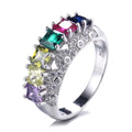 Fashion Personality Color rainbow Cut Ring Row Rhinestone Ring Woman