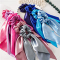 Long Tail Girls Blank Pure Solid Color Hair Band Accessories Ponytail Shiny Elastic Crunchies Hair Ties Silk Satin Hair Ribbon