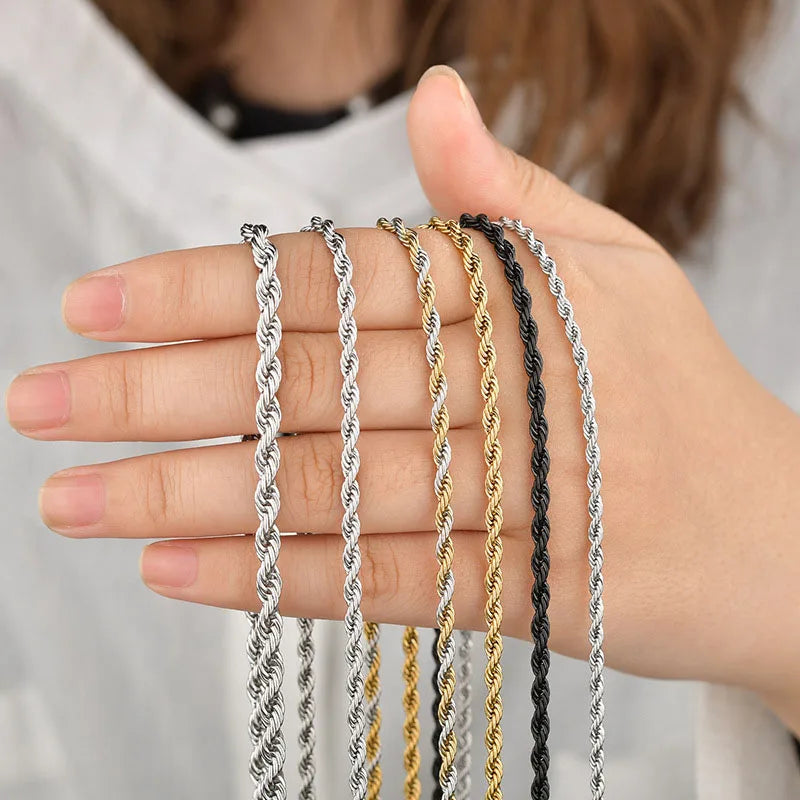 Custom Wholesale Black Gold Silver Plated Stainless Steel Chain Pendant Necklace Chain Choker Jewelry