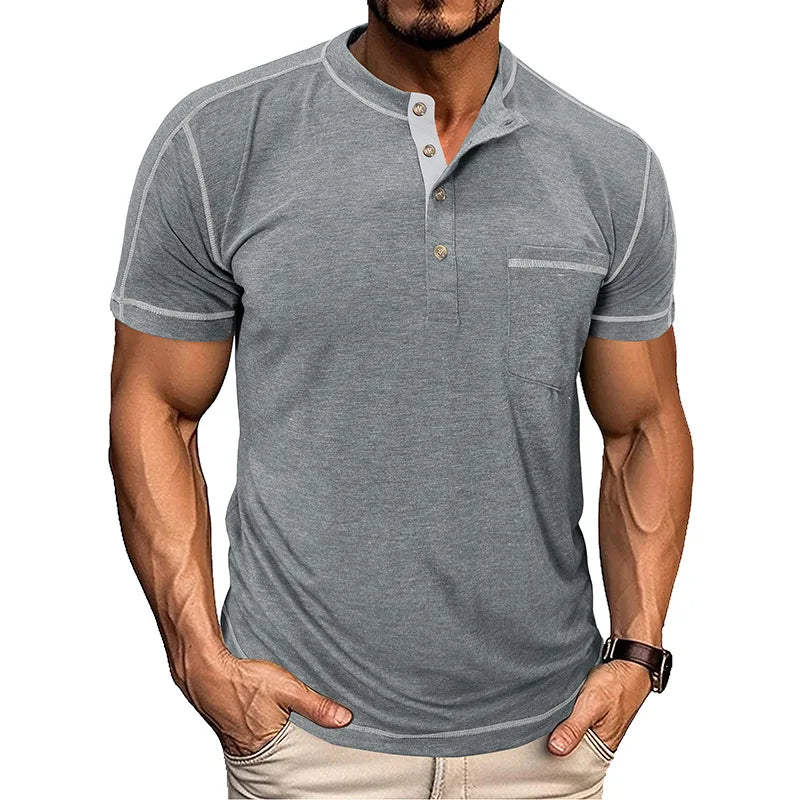 2025 Summer Men's Round Neck Short Sleeve Base Shirt Top Men's Half Sleeve Fashionable Contrasting Color Men's T-shirt