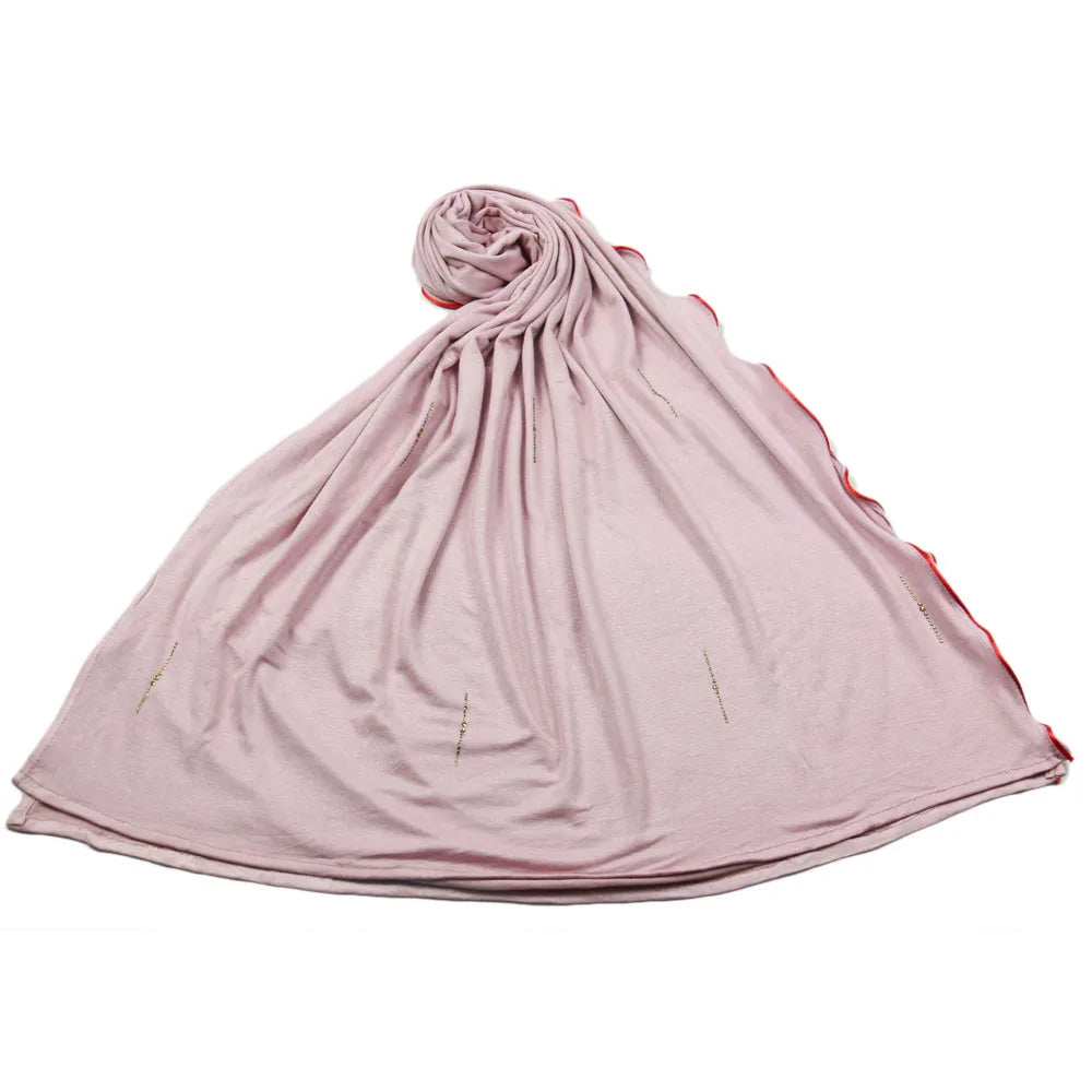 Wholesale Jersey Cotton Scarf With Shiny Stone Design Hijab With Match Color Diamond Hot Sell Scarf for Muslim Women