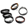 3 Layer Genuine Leather Natural Beads Bangle Hematite Cross Stainless Steel Clasp Fashion Bracelet