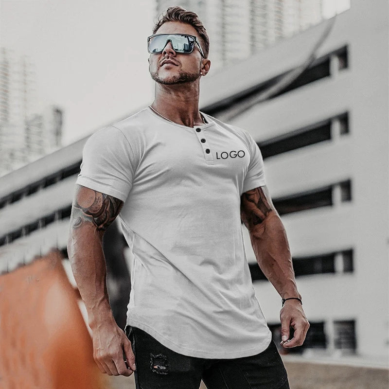 Custom Cotton Top Gym Shirts for Men Fitness Sportswear with Solid Pattern Jersey T-Shirt