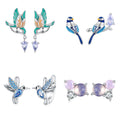 Jiangyuan Fine Silver Jewelry 925 Sterling Silver Plump Little Kingfisher Stud Earring Pearl Zircon Earring Flower Drop Earrings