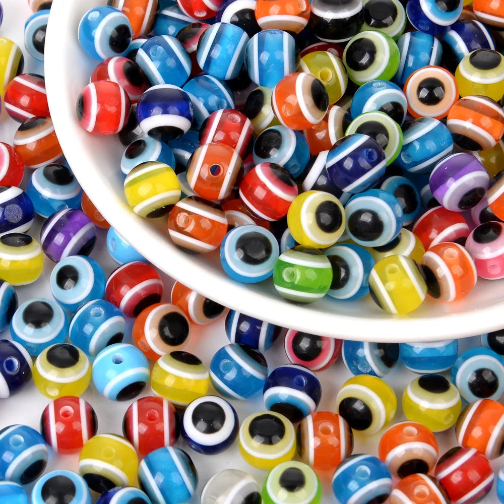 JC Crystal Wholesale Resin Devil Eye Beads Round Evil Eye Beads DIY Bracelet Necklace Accessories Loose Beads for Jewelry Making