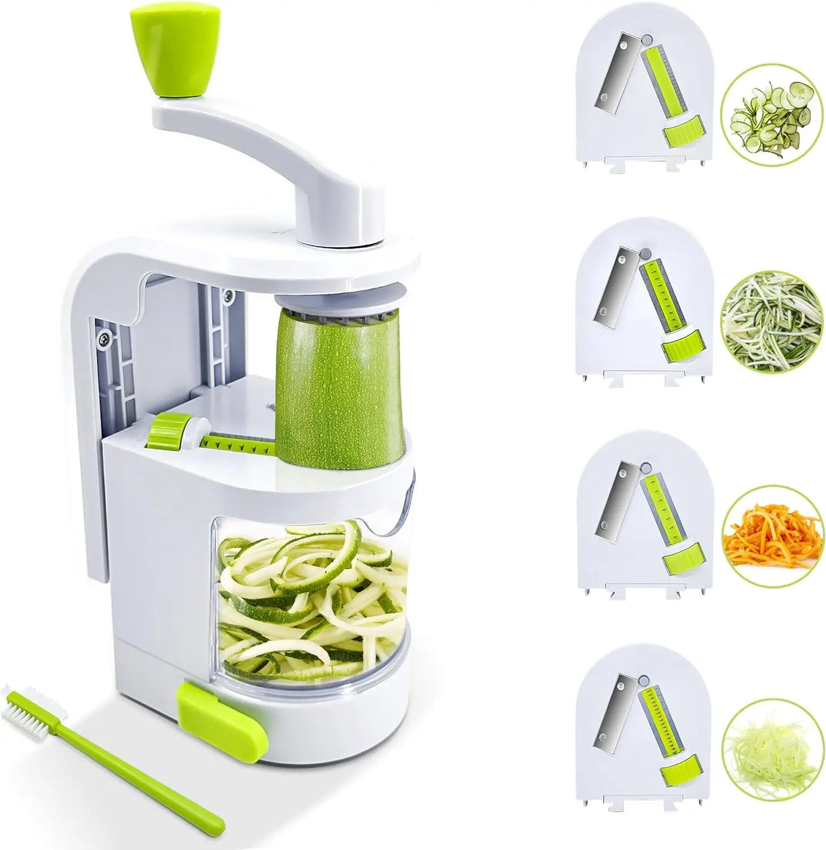 Multifunction 4 Blades Spiralizer Versatile & Compact Foldable Vegetable Spiral Slicer Best Veggie Pasta Spaghetti Maker for Low